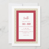 Rood Islamitisch Geometrisch Grens Bruiloft Kaart (Voorkant)