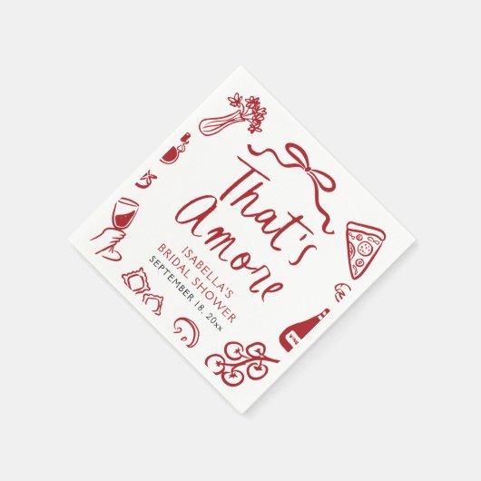 Rood Italiaans Dat is Amore Pizza Pasta Vrijgezell Servet (Hoek)