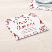 Rood Italiaans Dat is Amore Pizza Pasta Vrijgezell Vierkante Kartonnen Onderzetter (Schuin)