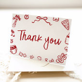 Rood Italiaans Hand getrokken Baby shower Dankjewe Bedankkaart