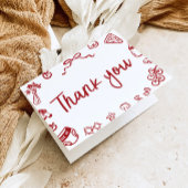 Rood Italiaans Hand getrokken Baby shower Dankjewe Bedankkaart