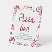 Rood Italiaans handgetekende Baby shower Pizza Bar Reclamebord Met Voetstuk (Voorkant)