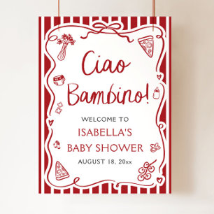 Rood Italiaans Schattige Ciao Bambino Baby shower  Poster