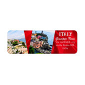 Rood Italië Trendy Moderne Natuur Rome Adreslabel Etiket (Voorkant)