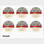 Rood, Ivoor, en Zwarte Damask 3"Dank u Sticker (Vel)