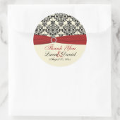 Rood, Ivoor, en Zwarte Damask 3"Dank u Sticker (Tas)