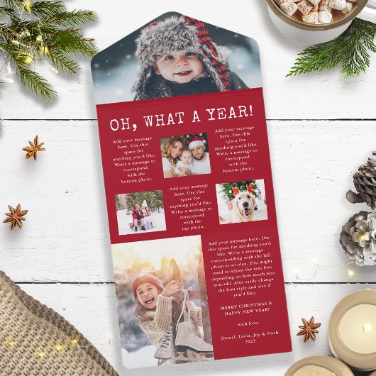 Rood Jaar in Review Trifold Kaarten