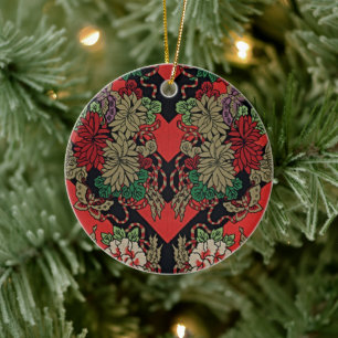 Rood Japans Bloemen Keramisch Ornament