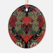 Rood Japans  Bloemen Keramisch Ornament (Links)