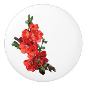 Rood Japans konijnenbrood wit Keramische Knop (Voorkant)