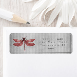 Rood Jeweled Dragonfly Bruiloft Etiket