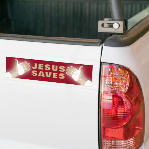 rood JEZUS SAVES Bumpersticker