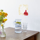 Rood Jurk Goud Bloemen Bladeren Quinceanera Goud Folie Afdrukken (Laag (Keuken))