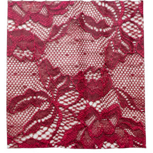 Rood kant: elastisch jacquard textiel. douchegordijn