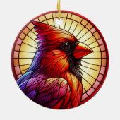 Rood kardinaal kerstfeest keramisch ornament (Achterkant)