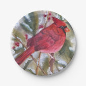 Rood kardinaal kerstfeest papieren bordje (Voorkant)