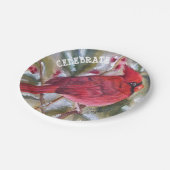 Rood kardinaal kerstfeest papieren bordje (Gekanteld)