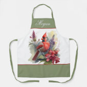 Rood kardinaal kerstfeest schort (Voorkant)