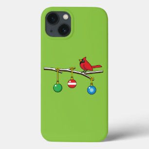 Rood kardinaal op kerstbaltak iPhone 13 hoesje