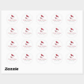 Rood kardinaal Prettige feestdagen Kerstmis Ronde Sticker (Vel)