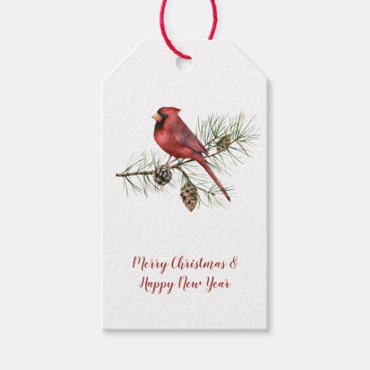 Rood kardinaal ringpijn met kerst cadeaulabel (Voorkant)