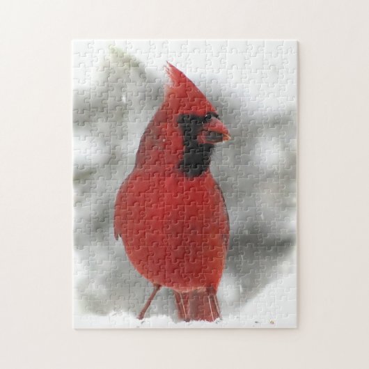 Rood kardinaal vogeldier Puzzle Legpuzzel (Verticaal)