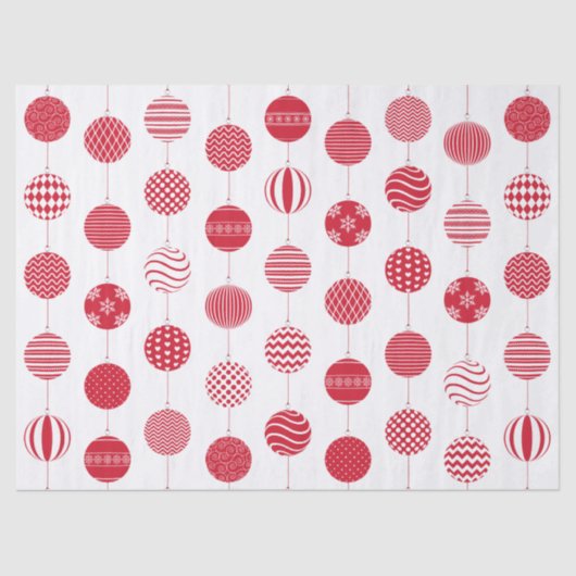 Rood Kerst Bal Patroon Tissue Paper Tissuepapier (Voorkant)