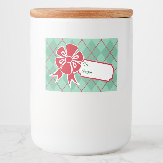 Rood Kerst Bow Gift Label Eten Labels Voedselcontainer Etiket (Voorkant)