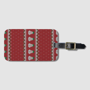 Rood Kerst Brei Appel Patroon Winter Vakantie Bagagelabel