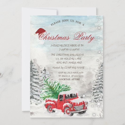 Rood kerst met bomen kaart (Voorkant)