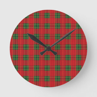 Rood Kerst Plaid Patroon | Gezellige Kerstontwerp Ronde Klok