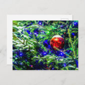 Rood kerstbal, groene sparrenboom briefkaart (Voorkant / Achterkant)