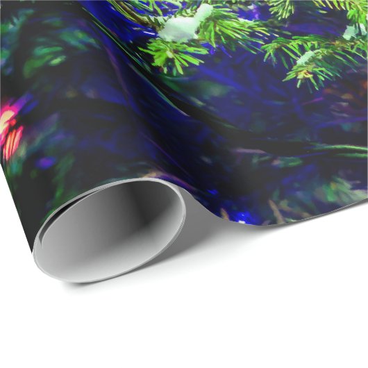 Rood kerstbal, groene sparrenboom cadeaupapier (Rol Hoek)