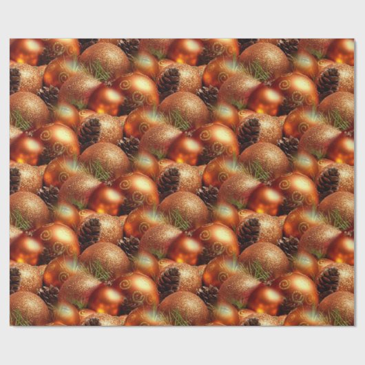 Rood kerstbal met gouden design en fir-kloon cadeaupapier (Vlak)