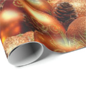 Rood kerstbal met gouden design en fir-kloon cadeaupapier (Rol Hoek)