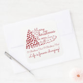 Rood kerstboom, feestvierkant sticker (Envelop)