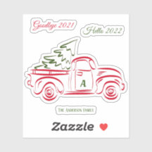 Rood kerstboommodel Gemonogram Sticker