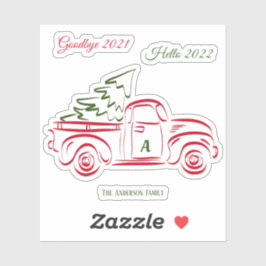 Rood kerstboommodel Gemonogram Sticker