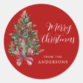 Rood kerstboomrood - etiket grote sticker (Voorkant)