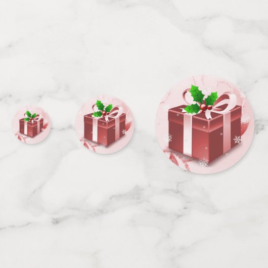 Rood kerstcadeau Confetti (Voorkanten)