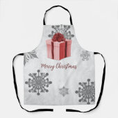 Rood kerstcadeau-feestdag Schort (Voorkant)