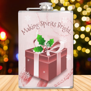 Rood kerstcadeau heupfles