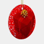 Rood kerstcadeau keramisch ornament (Rechts)