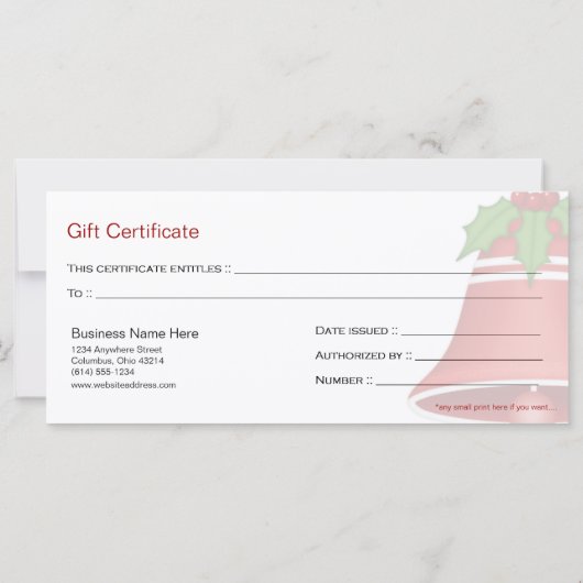  Rood kerstcadeaubon voor feestdag (Achterkant)