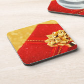 Rood kerstcadeautje onderzetter (Linkerzijde)