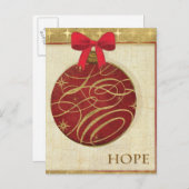 Rood kerstdecoratie feestdagenkaart (Voorkant / Achterkant)