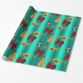 Rood kerstdecoratief Aqua Cadeaupapier (Uitgerold)