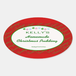 Rood kerstetiket ovale sticker