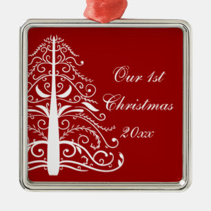 Rood kerstfeest, eerste kerstmis metalen ornament