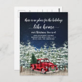 Rood kerstfeest feestdag aankondiging briefkaart (Voorkant / Achterkant)